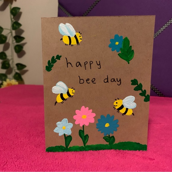 SunSoulGarden Other - Hand-Painted Original Happy Birthday Greeting Card (Blank Inside)